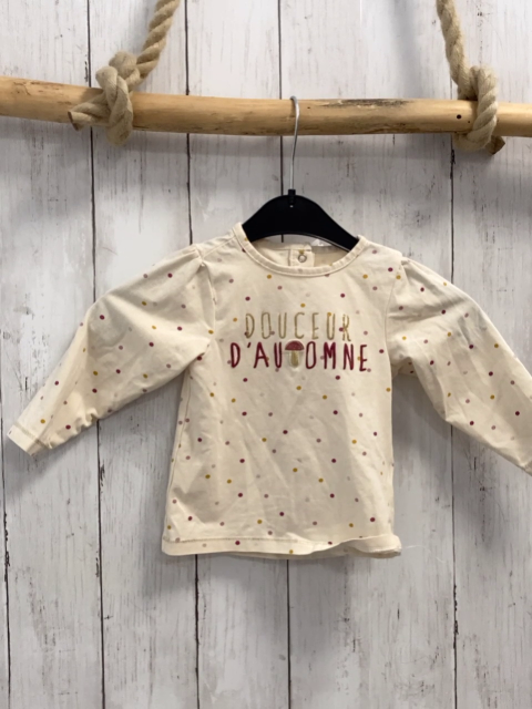 Orechestra  Langarmshirt  Gr. 80  beige Schrift Punkte 