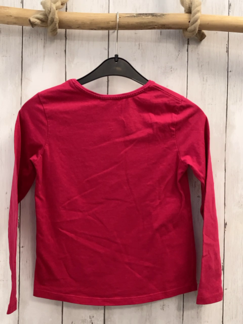 Okaidi  Langarmshirt  Gr. 128  rot Möwe mit Blumen + glitzer 
