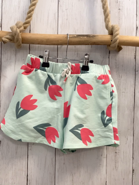 Okaidi  Shorts  Gr. 128  mint rote Blumen oliv Blätter 