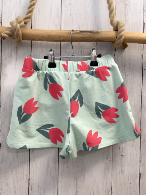 Okaidi  Shorts  Gr. 128  mint rote Blumen oliv Blätter 