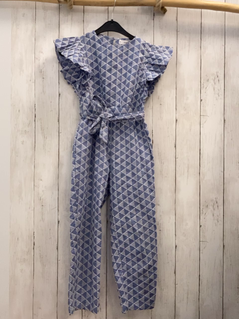 Mango Jumpsuit  Gr. 128  hellblau weiße Dreiecke 