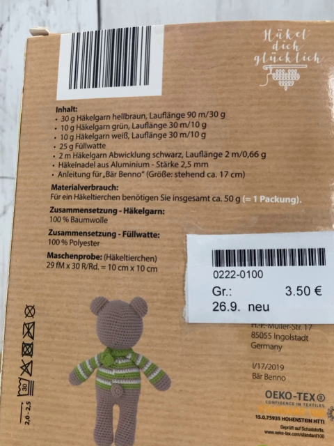 neu  Häkelset  Bär Benno 