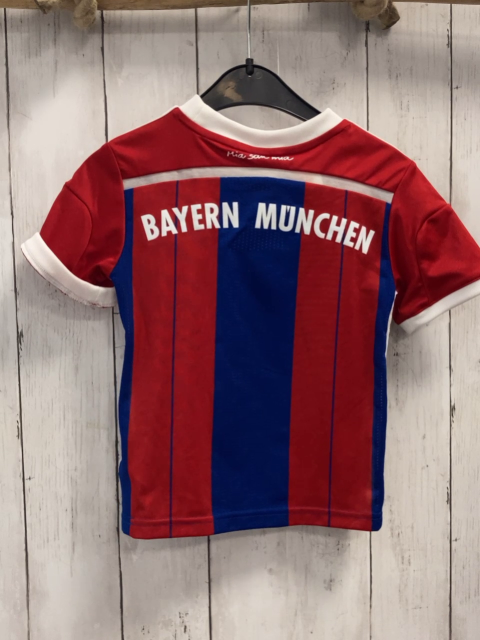 Adidas  Sportshirt  Gr. 104  blau rot weiße Streifen Bayern München 