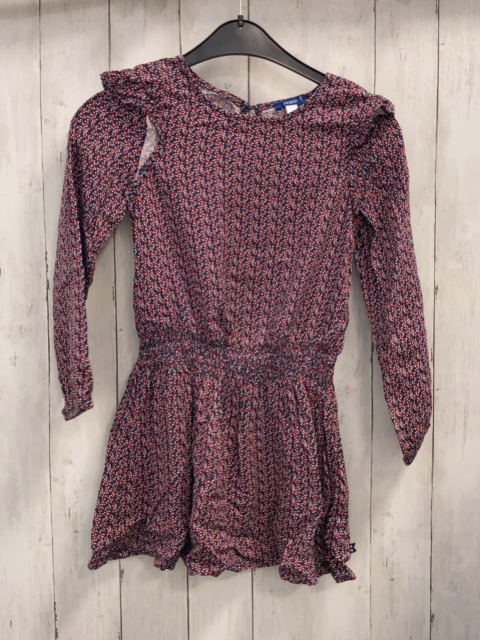 Okaidi  Kleid  Gr. 128  dunkelgru + rote Ovale + weiße Punkte Rüschen 