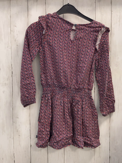 Okaidi  Kleid  Gr. 128  dunkelgru + rote Ovale + weiße Punkte Rüschen 