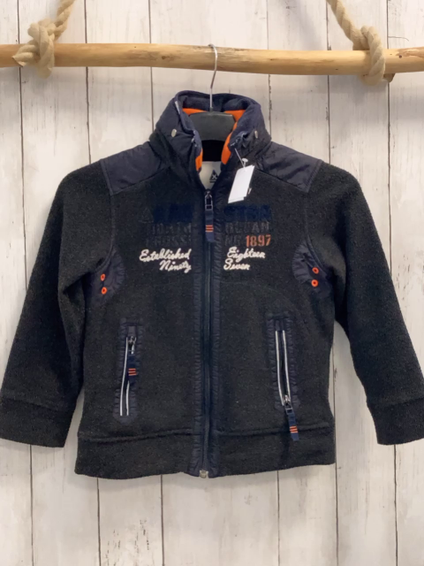 Gaastra  Fleecejacke  Gr. 116  grau blaue Aufnäher mit orange Nähte Schrit 