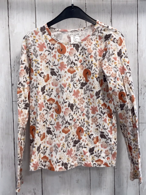 Max Studio Langarmshirt  Gr. 128  weiß Blumen Füsche 
