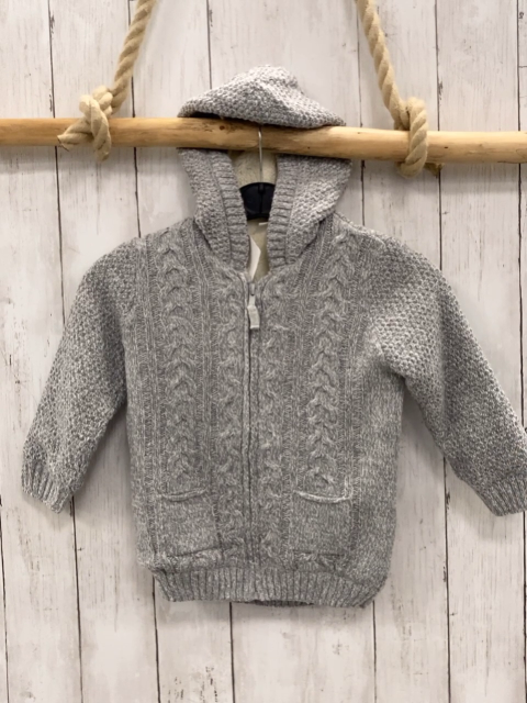 Waikiki  Strickjacke  Gr. 104  hellgrau weiß meliert Kapuze beige Plüschfutter 