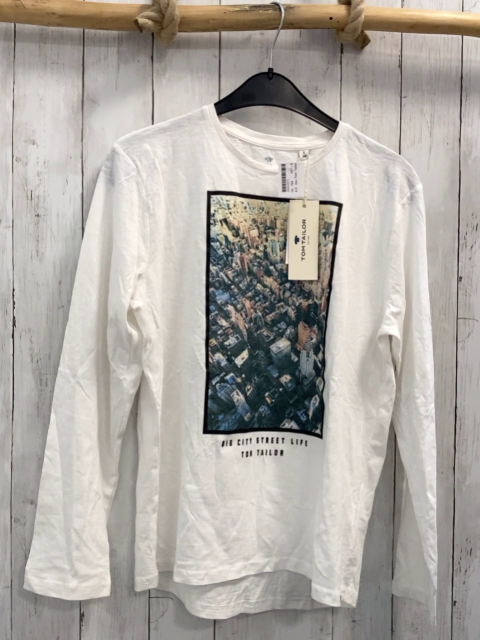 neu Tom Tailor  Langarmshirt  Gr. 164  weiß Stadtbild NP 19,90 € 