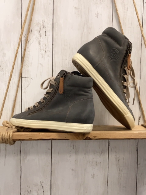 Paul Green  Boots  Gr. 37  grau braune Applikationen hellgraue Schnürsenkel