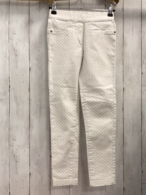 Vertbaudet  Hose  Gr. 128  weiß graue Punkte Bund verstellbar 