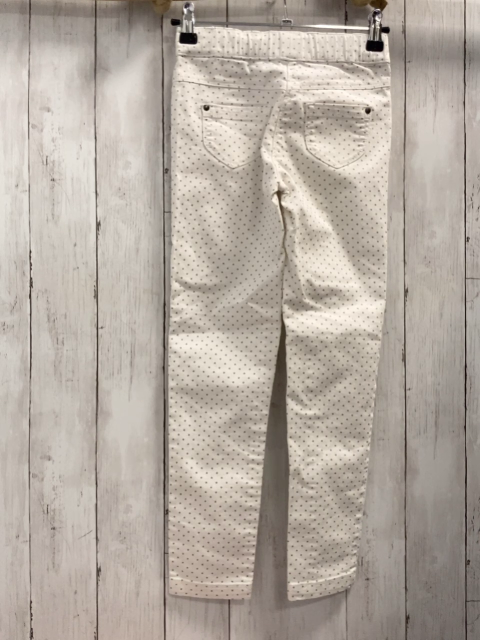 Vertbaudet  Hose  Gr. 128  weiß graue Punkte Bund verstellbar 