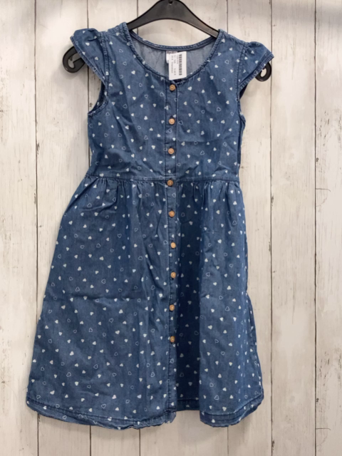 Dopodopo Kleid  Gr. 128  blau Jeans weiße Herzen 