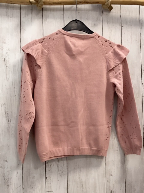 H&M  Strickjacke  Gr. 122/128  rosa Lochmuster Rüschen 