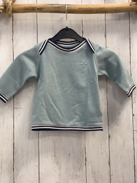 Hummel  Pullover  Gr. 74  mint mit Glitzer blau weißer Streifenbund