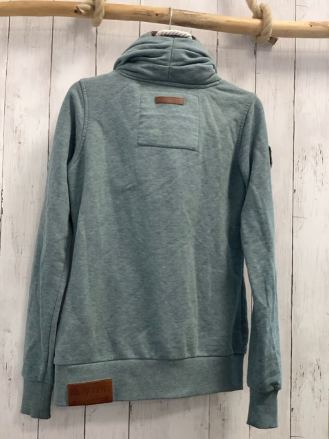 Naketano  Sweatjacke Gr. S  mint großer Kragen Kordel braune Applikationen 