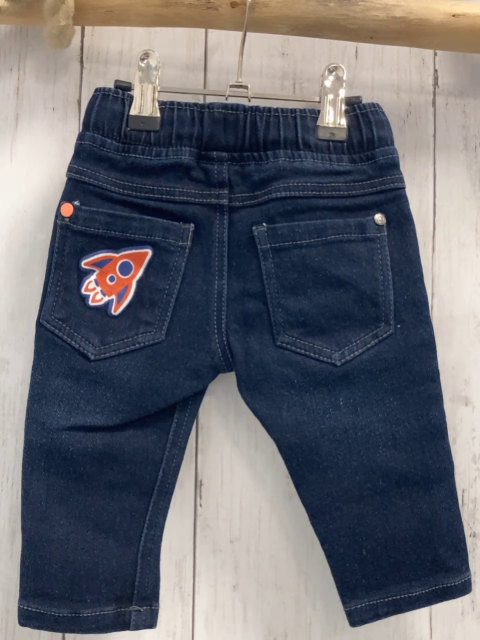 Orsolino  Hose  Gr. 68  blau Jeans Waschbär Schrift Gummizugbund mit Kordel 