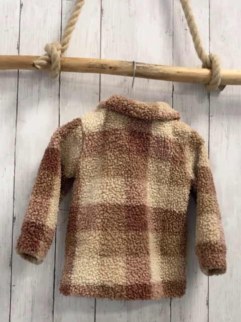 H&M  Teddyjacke  Gr. 92  beige hellbraun rost kariert 