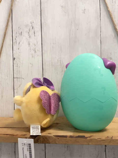 Rainbocorons Plüschspielzeug beige Einhorntier in türkis Plastikei