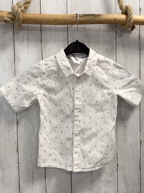 H&M  Sommerhemd  Gr. 86  weiß graue Anker 