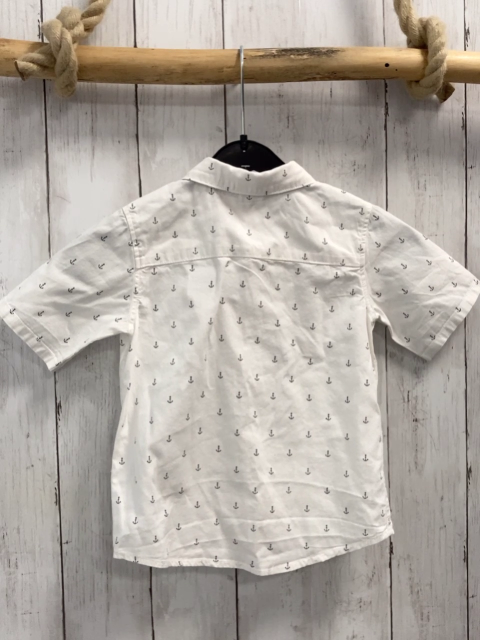 H&M  Sommerhemd  Gr. 86  weiß graue Anker 