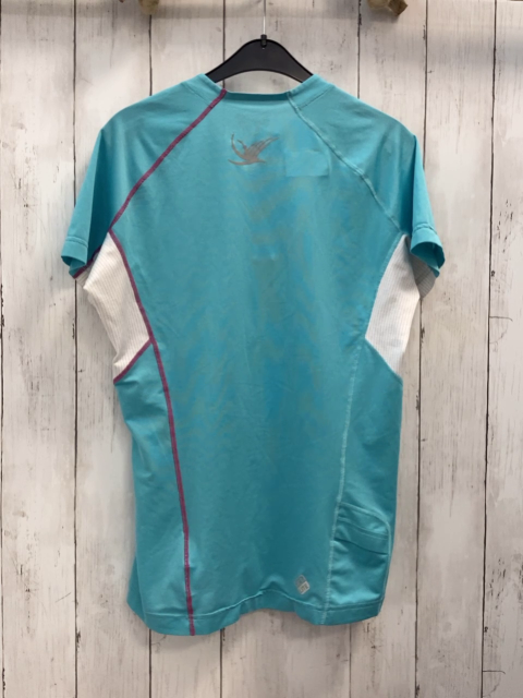 Salomon  Sportshirt  Gr. 158/164  türkis + weiß Netz pflaume Nähte Reißverschluss 