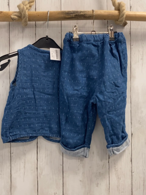 2tlg H&M  Weste + Hose  Gr. 80  blau weiße Striche 