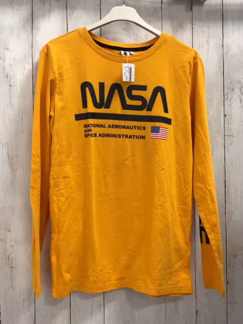 Nasa  Langarmshirt  Gr. 170  mais schwarze Schrift amerikanische Flagge 