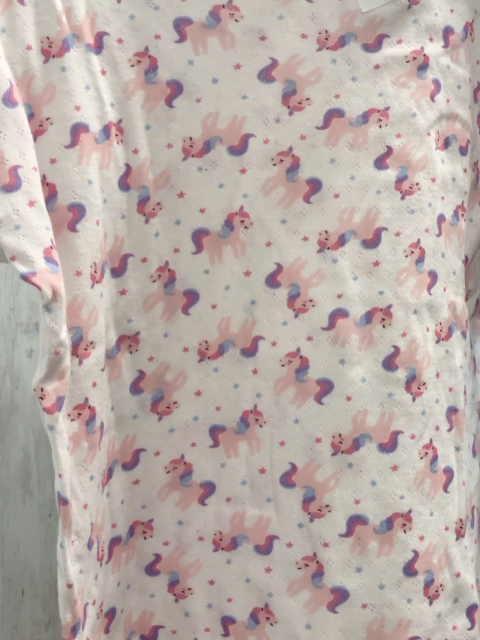 2tlg  Schlafanzug  Gr. 146/152   T-Shirt + Leggings weiß mit Lochmuster + Einhörnern 