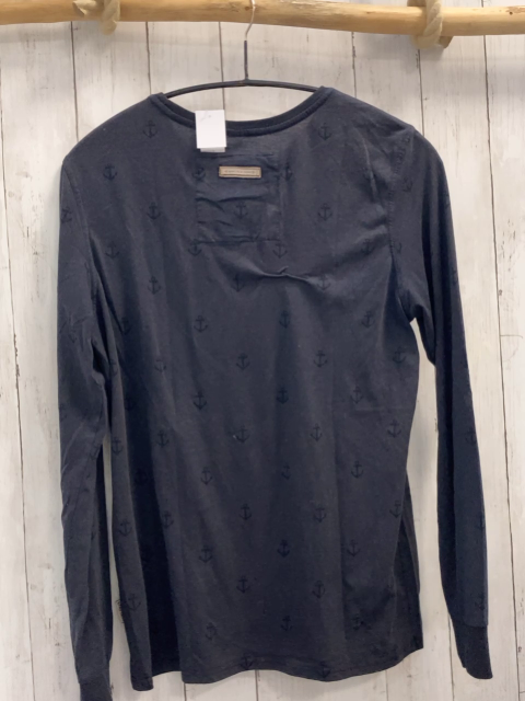 Naketano  Langarmshirt Gr. M  blau Anker brauner Aufnäher 