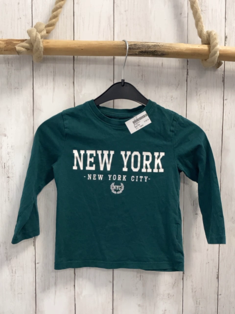 H&M  Langarmshirt Gr. 98  grün weiße Schrift 