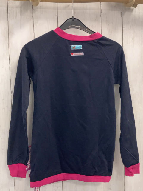   Langarmshirt  Gr. 146/152  blau weißes Plüscheinhorn pink Bund 