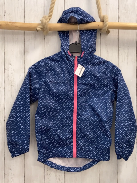   Regenjacke  Gr. 122  blau weiße Punkte pink Bund Kapuze 