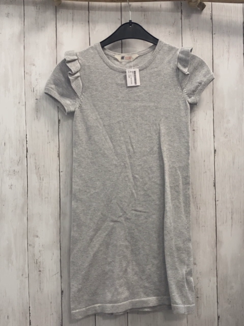 H&M  Kleid  Gr. 134/140  grau mit silber Glitzer Strick