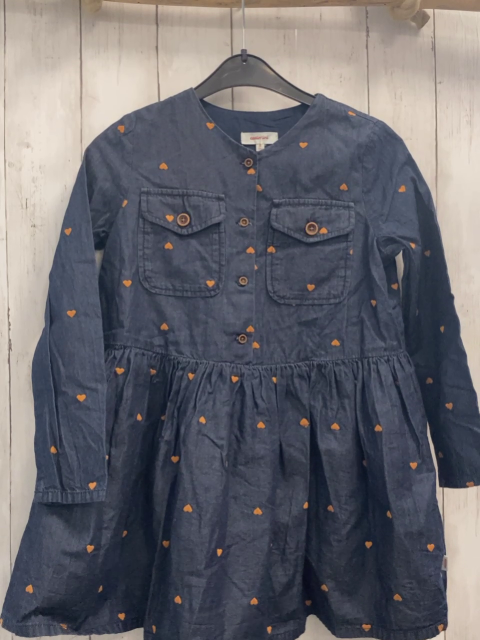 Catimini  Kleid  Gr. 128  blau ocker Herzen 