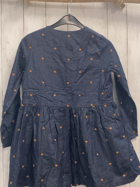 Catimini  Kleid  Gr. 128  blau ocker Herzen 