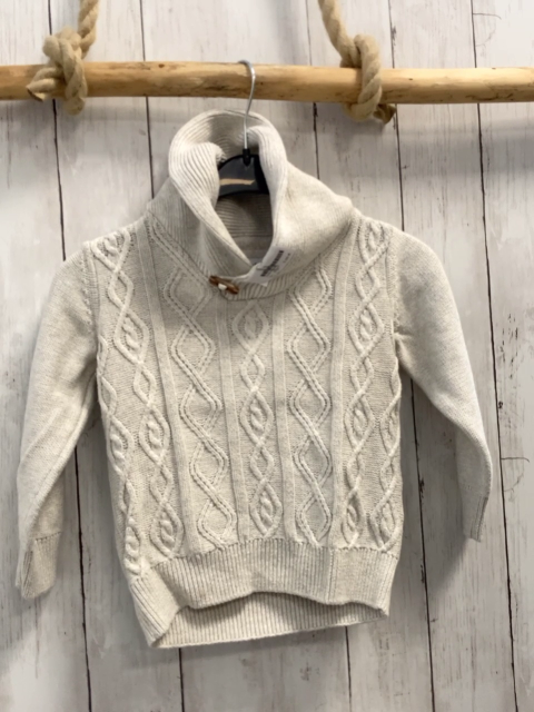  Pullover Gr. 104  grau großer Kragen Strick Zöpfe