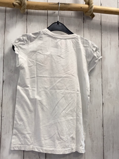   T-Shirt  Gr. 128  weiß bunter glänzender Schmetterling 