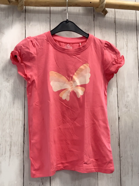   T-Shirt  Gr. 128  hellrot bunter glänzender Schmetterling 