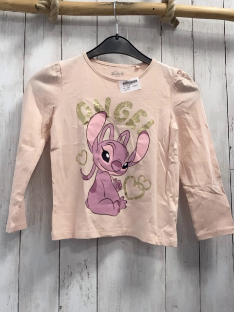   Langarmshirt  Gr. 128  lachs lavendel Stitch goldene glitzerschrift 