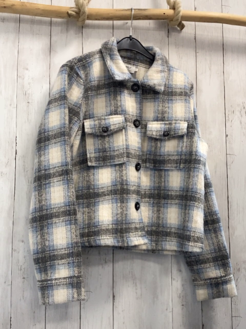 Only  Blusenjacke Gr. 146/152  weiß grau hellblau kariert 