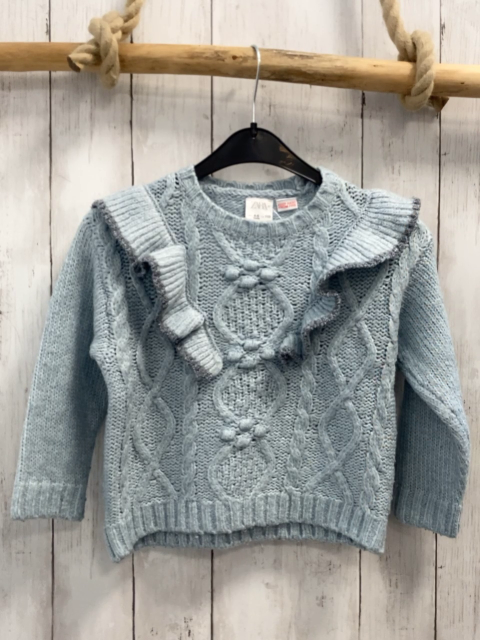 zara Pullover Gr. 110  hellblau Strick Rüsschen 