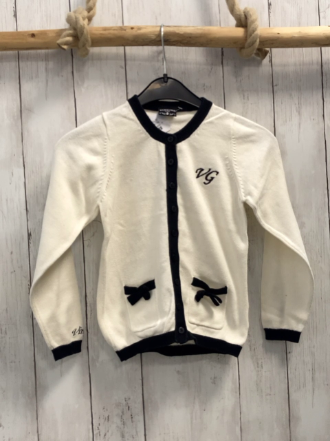 Vingino Strickjacke Gr. 116  weiß schwarzer Bund 