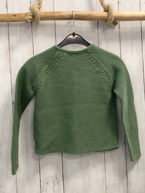 next Strickjacke Gr. 122  grün Lochmuster gestickte Hasen