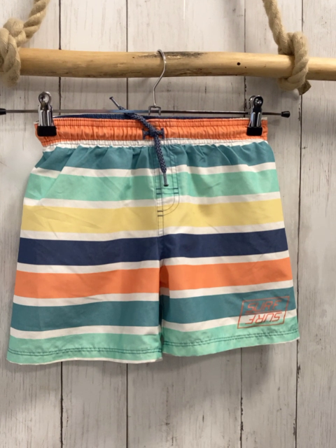H&M  Badeshorts  Gr. 122/128  orange weiß petrol hellgrün gelb graue Streifen 
