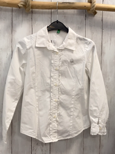 Benetton Bluse  Gr. 128  weiß Rüschen 
