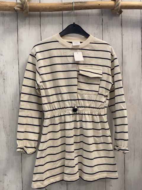 zara Kleid Gr. 122  beige schwarze Streifen