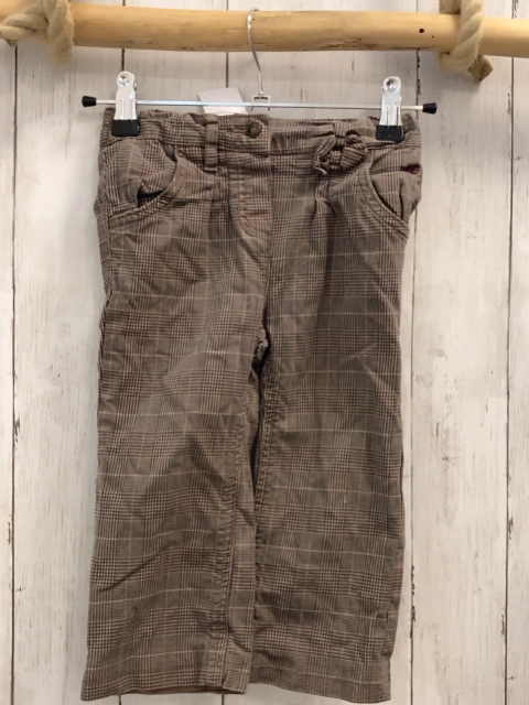 Esprit  Hose  Gr. 86  beige schwarz kariert gefüttert Bund verstellbar 