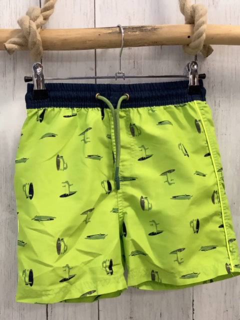   Badeshorts  Gr. 128  hellgrün Krokodile blauer Bund 