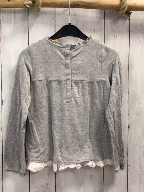 Steiff  Langarmshirt  Gr. 116  grau weißer Blusensaum + graue Streifen 